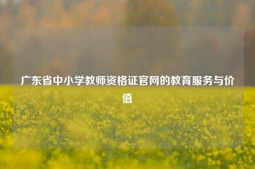 广东省中小学教师资格证官网的教育服务与价值
