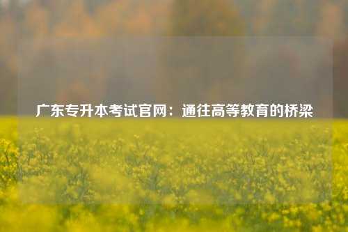 广东专升本考试官网:通往高等教育的桥梁