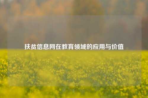 扶贫信息网在教育领域的应用与价值