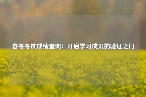 自考考试成绩查询：开启学习成果的验证之门