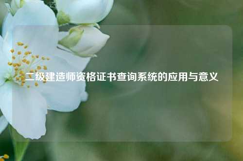 二级建造师资格证书查询系统的应用与意义